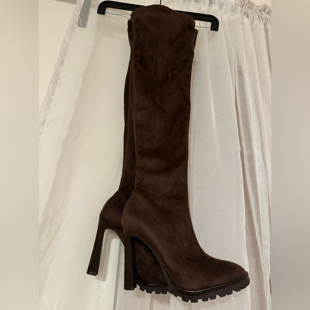 JLO over the knee suede brown boots